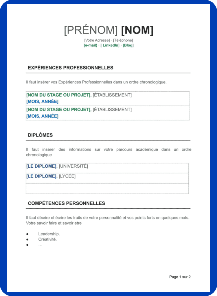 Cv Pour Une Demande D Emploi Mod Le Et Exemples T L Charger