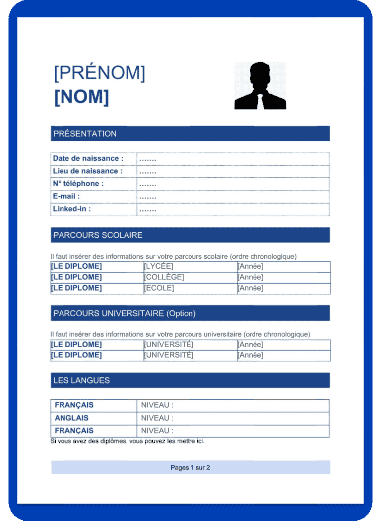 Exemples de CV pour faire une inscription dans une université