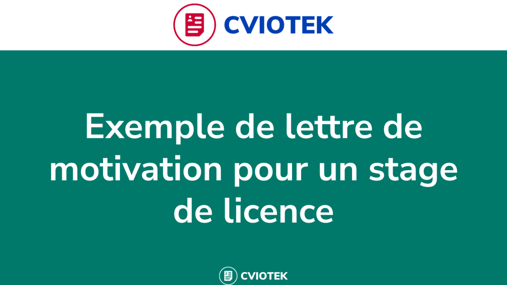 Exemple De Lettre De Motivation Pour Un Stage De Licence Voir